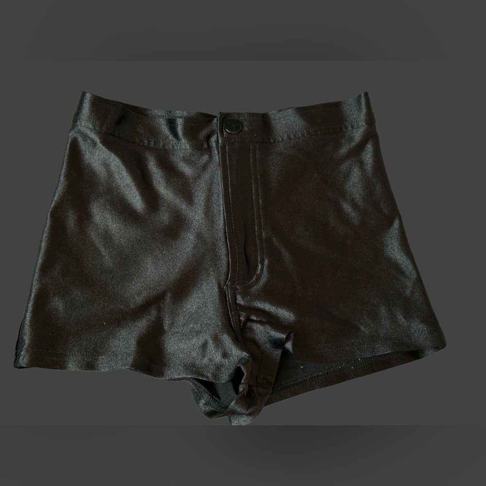 American Apparel Black Satin Zippered Shorts